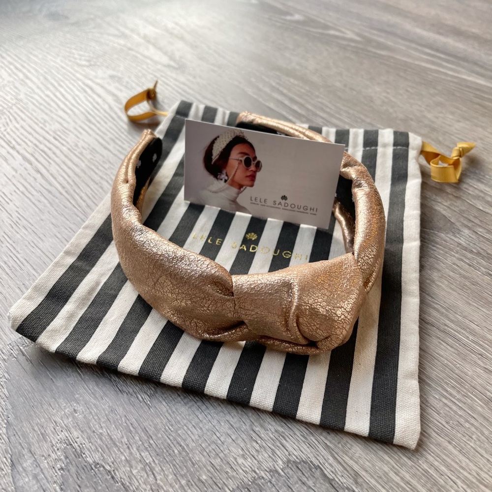 Lele Sadoughi
Gold faux leather Headband